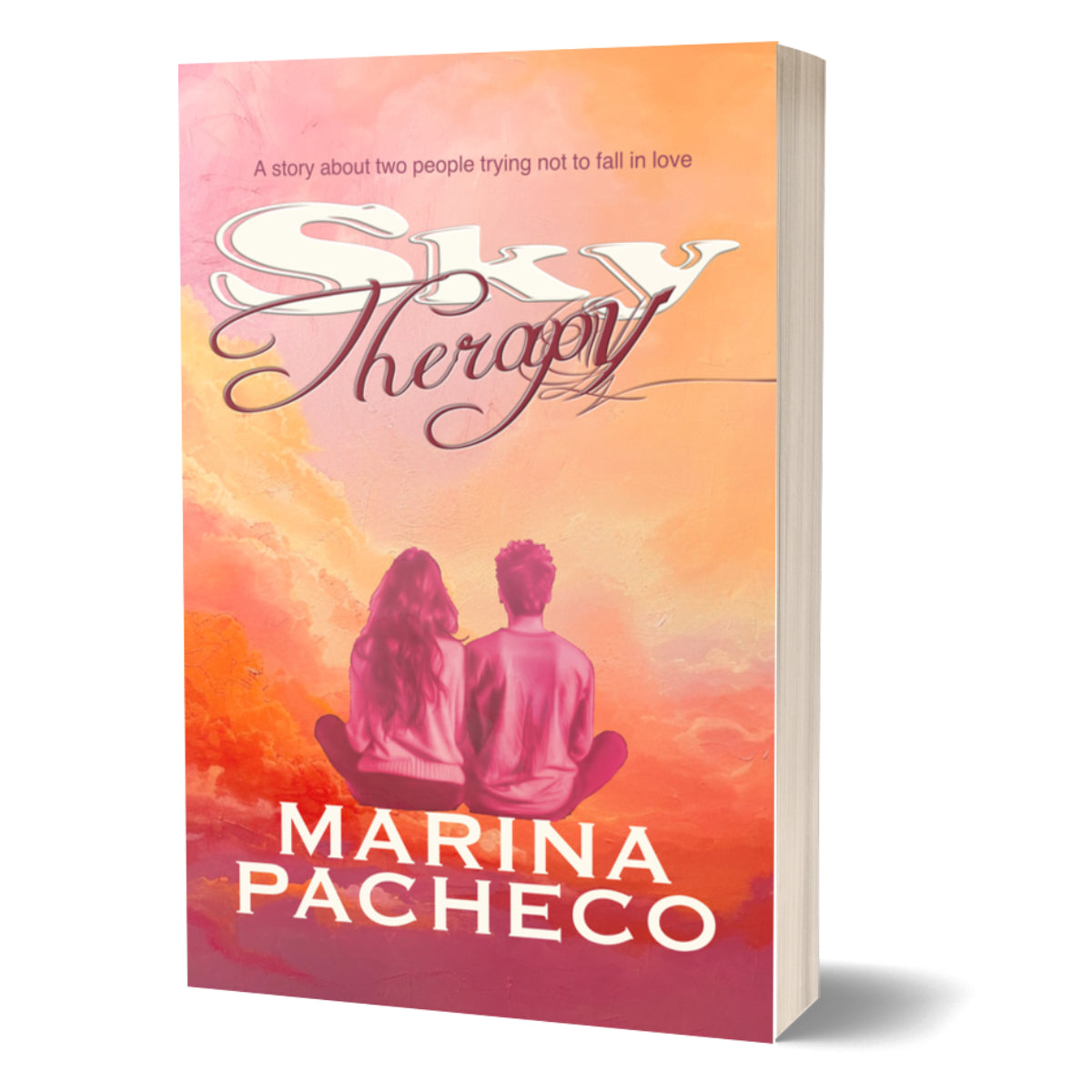 Sky Therapy, contemporary romance, 3D paperback cover by Marina Pacheco