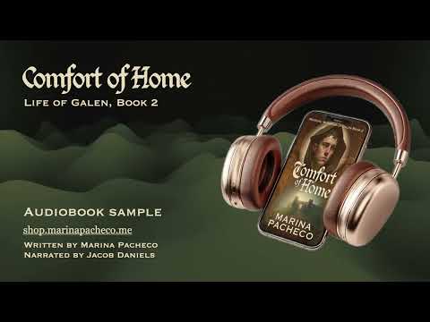 Image of a phone with headphones for the short sample of Comfort of Home audiobook.