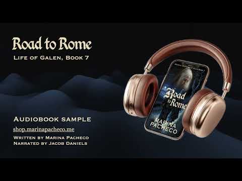 Image of a phone with headphones for the short sample of Road to Rome audiobook.