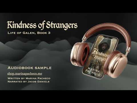 Image of a phone with headphones for the short sample of Kindness of Strangers audiobook.
