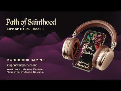 Image of a phone with headphones for the short sample of the Path of Sainthood audiobook.